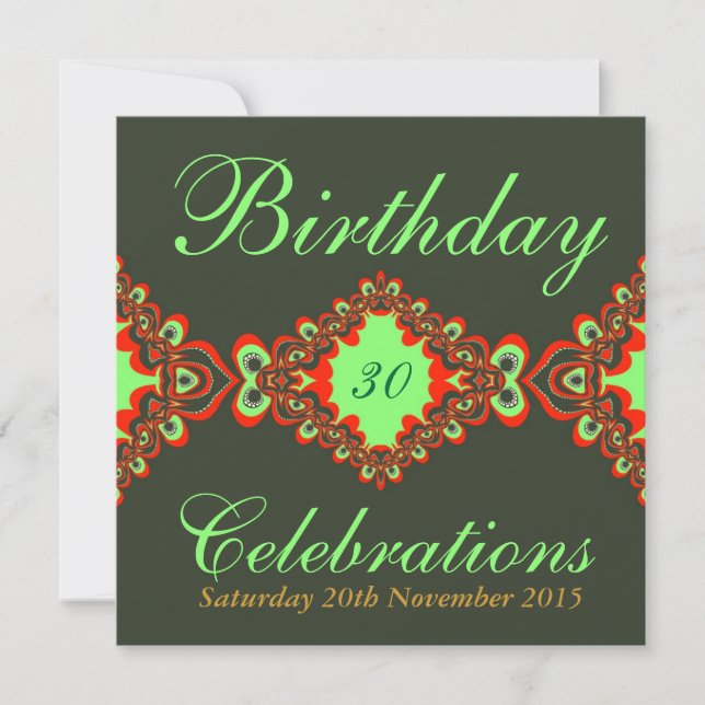 Super Green Diva Bohemian Lace Invitations (Devant)