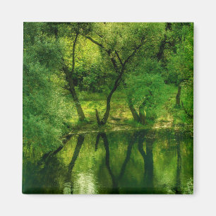 Super Green River / Lac Arbres Reflet Aimant