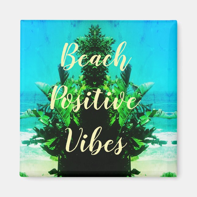 Super Green Summer Beach Vibes positives Magnet (Devant)