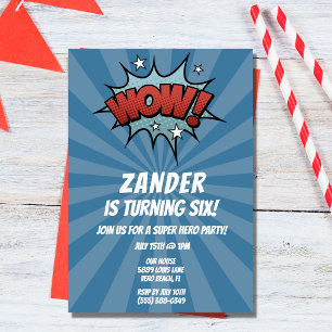 Super Hero Comic Boy Invitation de fête d'annivers