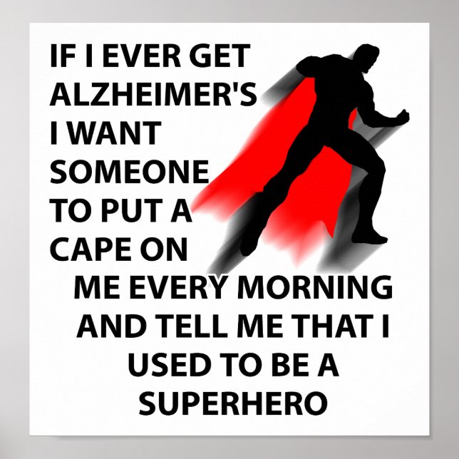 Super-héros Alzheimer Affiche drôle (Devant)