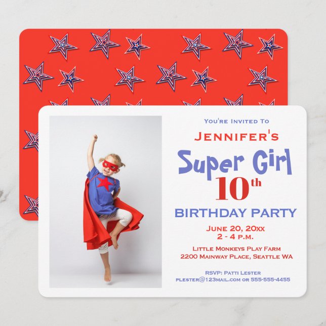 Super Héros d'enfant, Invitation à une fête d'anni (Devant / Derrière)