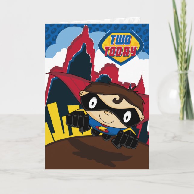 Super héros mignon dans la carte d'anniversaire de (Devant)