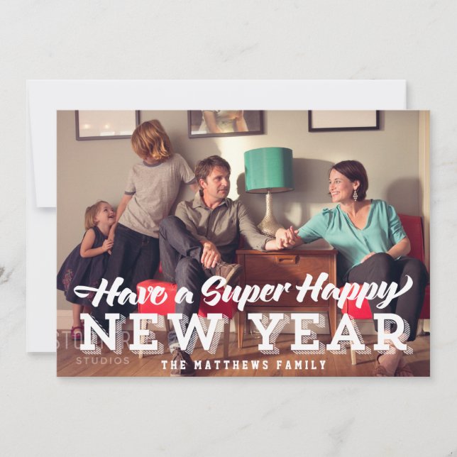 Super heureux Carte photo du Nouvel An (Devant)