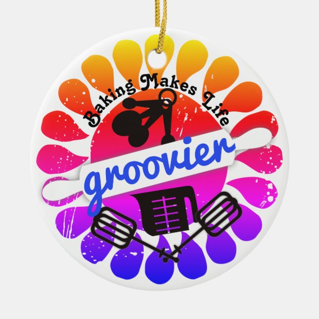 Super hippie arc-en-ciel cuisine ornement de Noël (Devant)