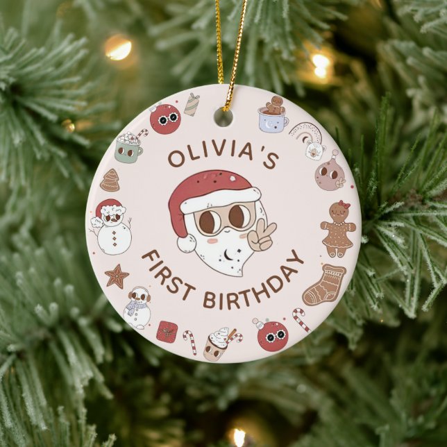 Super Hippie Noël Anniversaire Ornement en céramiq (Arbre)