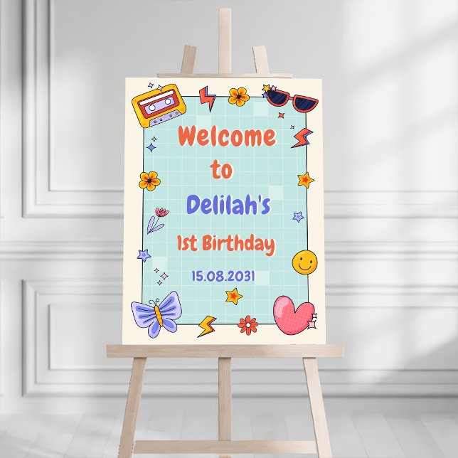 Super Hippie Retro Anniversaire Affiche de bienven (Créateur téléchargé)
