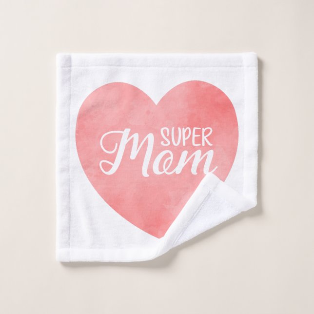 Super maman design, le jour de la mère au coeur ro (Gant de toilette)