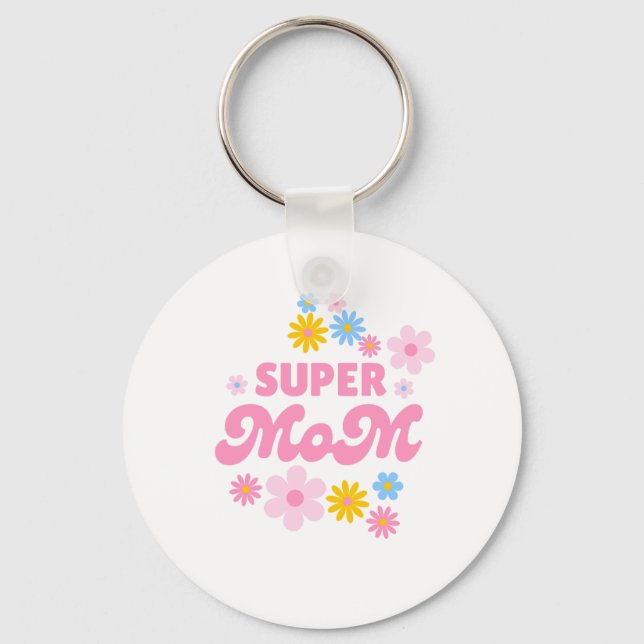 Super Maman | Fleur Mignonne | Porte-clés Floral (Recto)
