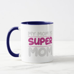 Super Maman Typographie Pointillée Bleue Tasse à C