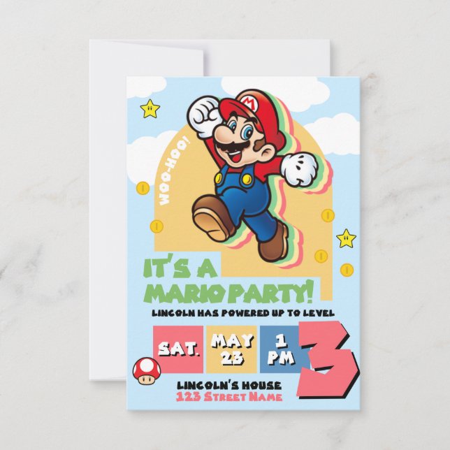 Super Mario Birthday Invitation (Devant)
