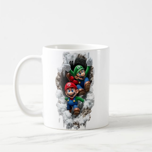 Super Mario & Luigi 3D Wall-Burst Coffee Mug (Gauche)