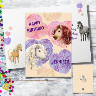 Super mignonne Boho Ponies rose violet carte d'ann