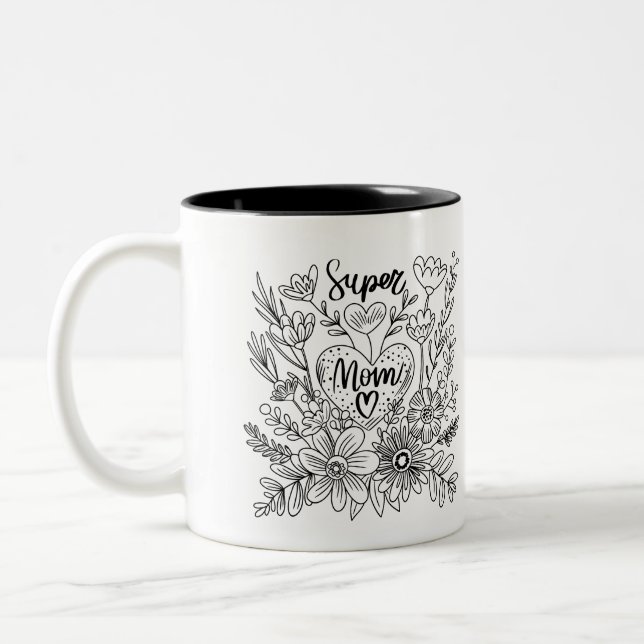 Super Mom Floral Mug (Gauche)