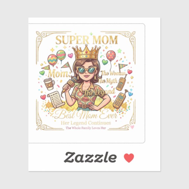 Super mom sticker carré (Feuille)