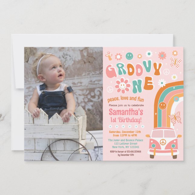 Super One Boho Retro 1er Anniversaire Invitations (Devant)