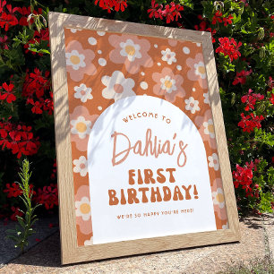 Super One Daisy 1st Birthday Party Affiche de bien