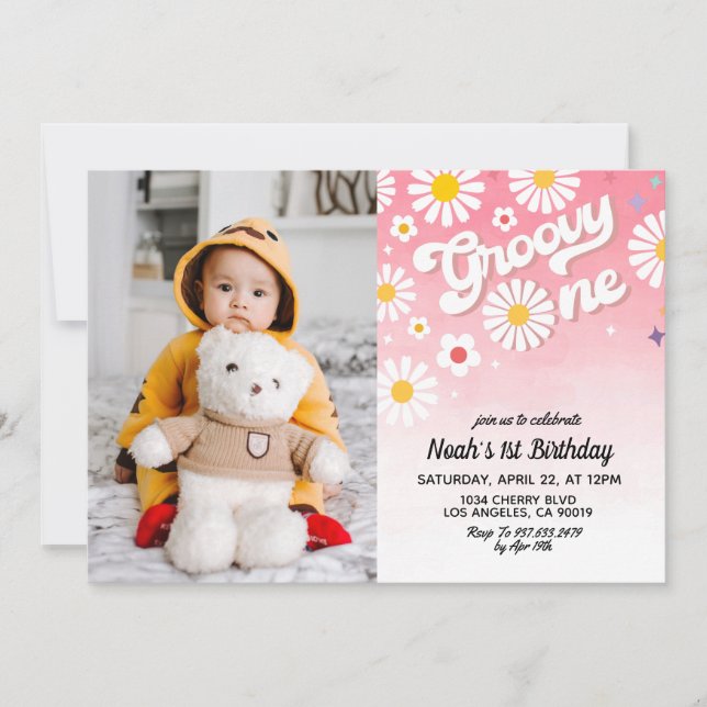 Super One Portrait 1er Anniversaire Invitation (Devant)