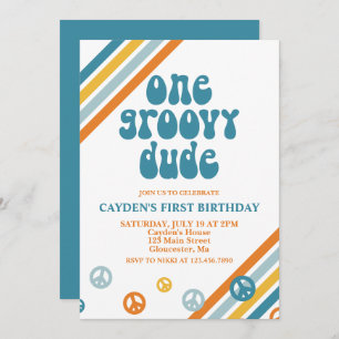 Super One Retro Boy Invitation d'anniversaire
