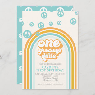 Super One Retro Boy Invitation d'anniversaire