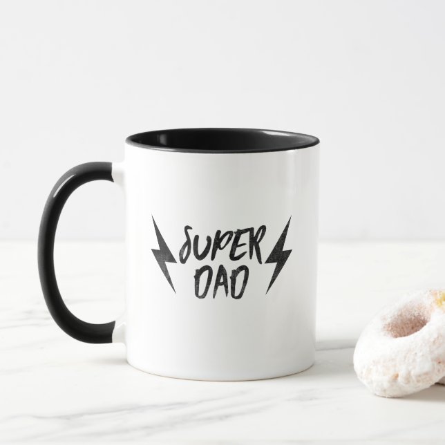 Super Papa Feu Bolt Black Super Mug (Avec donut)