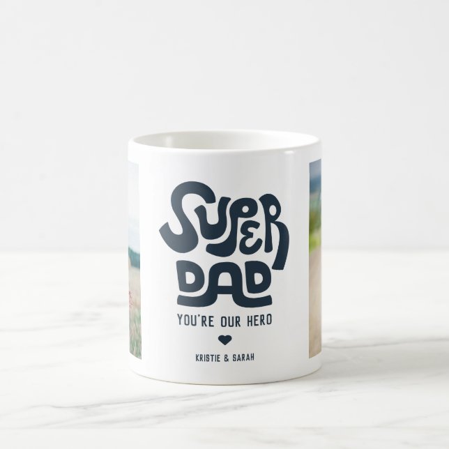 Super Papa Type Design Deux Photo Café Mug (Centre)