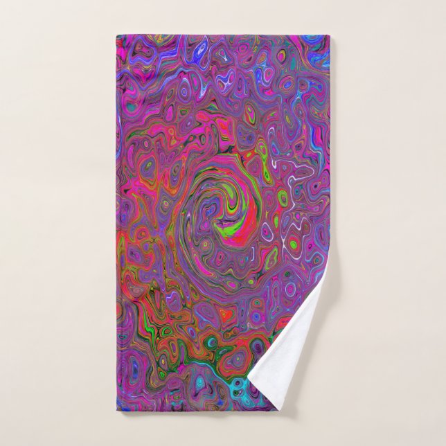 Super psychédélique Magenta Retro Liquide Swirl (Serviette à main)