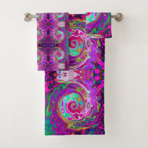 Super Retro Abstrait Magenta Rainbow Swirl