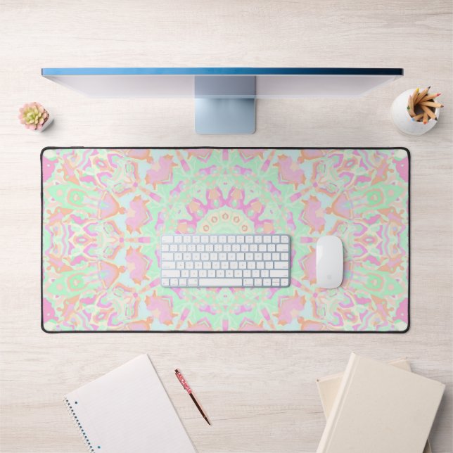 Super Retro Boho Hippie Vintage Pastel Mandala (Bureau 1)