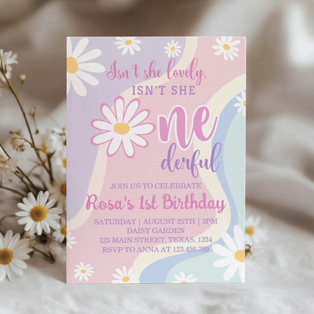 Super Retro Daisy 1er Anniversaire Invitation (Créateur téléchargé)