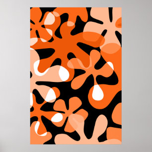 Super Retro Formes Orange Black White Poster