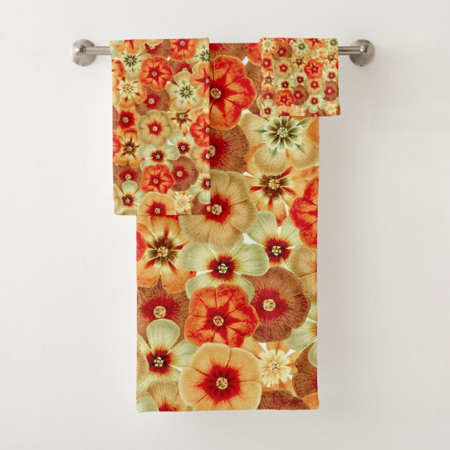 Super Retro Orange Hippie Fleurs Motif (En situation)