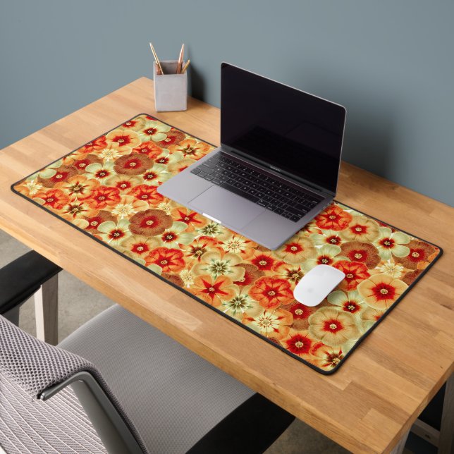 Super Retro Orange Hippie Fleurs Motif (Bureau 2)