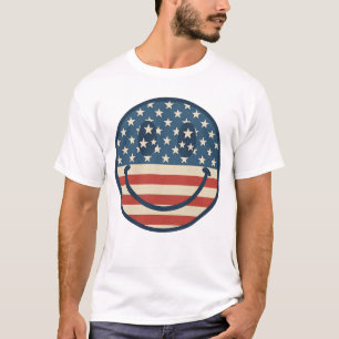 Super Smile Face USA Flag Day T-Shirt   14 juin