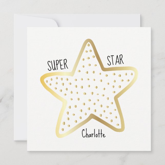Super Star Félicitations Gold Star Flat Card (Devant)