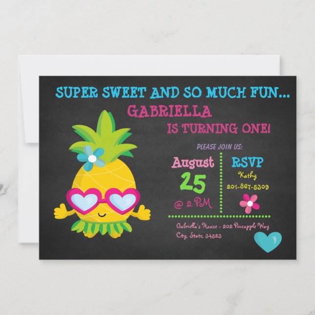 Super Sweet Ananas Invitation d'anniversaire (Devant)