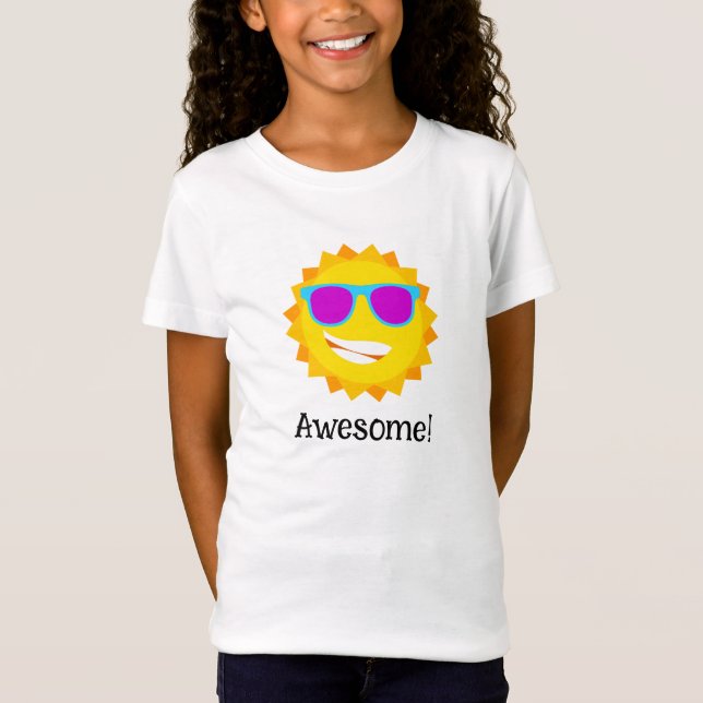 "Super !" T-shirt Cartoon Sunshine pour fille (Devant)