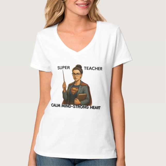 Super Teacher: Calm Mind - Strong Heart  T-shirt (Devant)