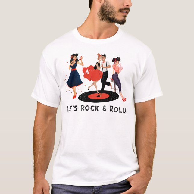 Super unisex rétro années 1950 rock & roll T-Shirt (Devant)