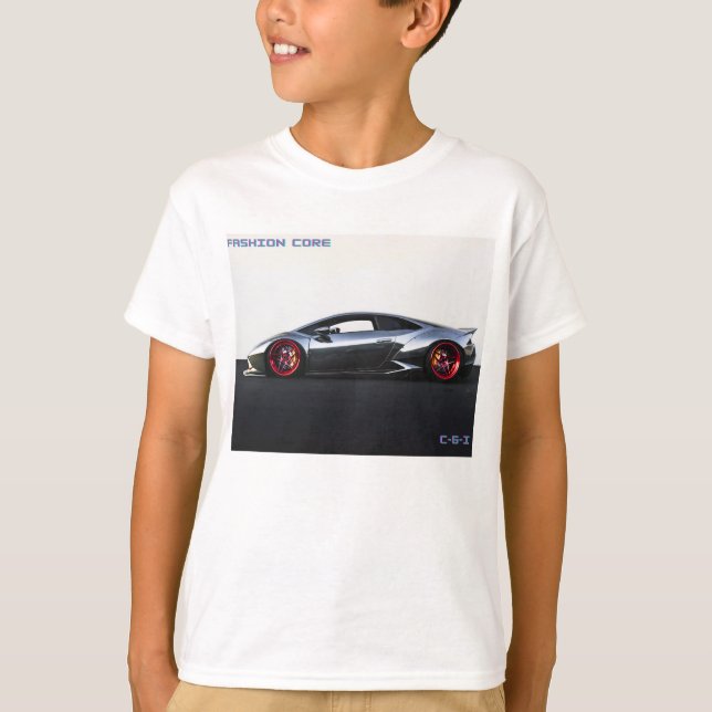 super voiture de sport sur t-shirt garçons blancs (Devant)