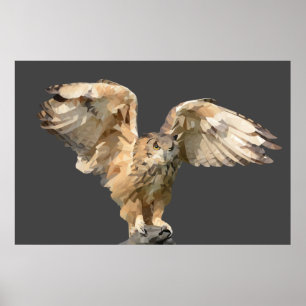 Superbe affiche de hibou d'art géométrique