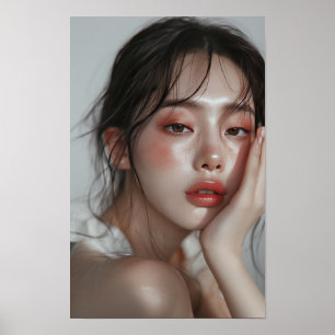 Superbe affiche du modèle de maquillage coréen