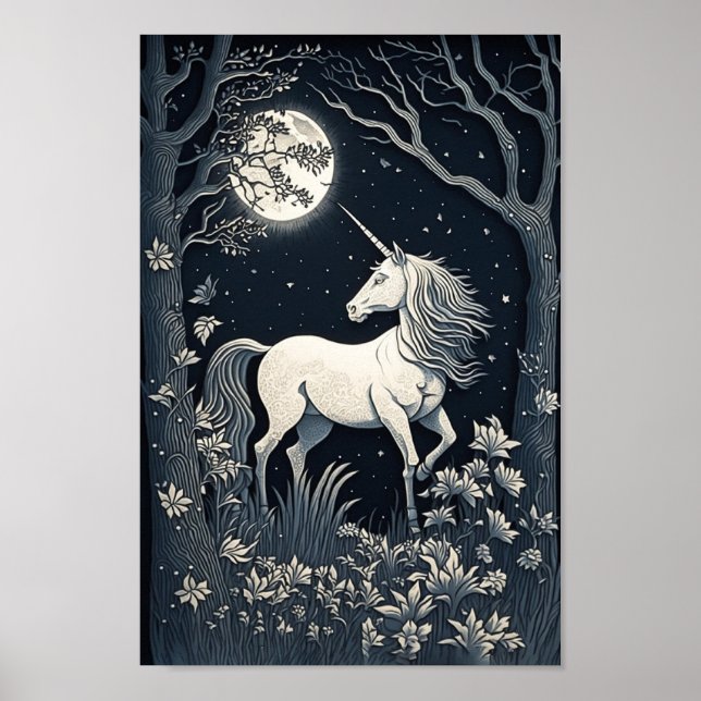 Superbe affiche mystique de licorne (Devant)