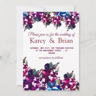 Superbe carte Rose Floral Faire-part de mariage