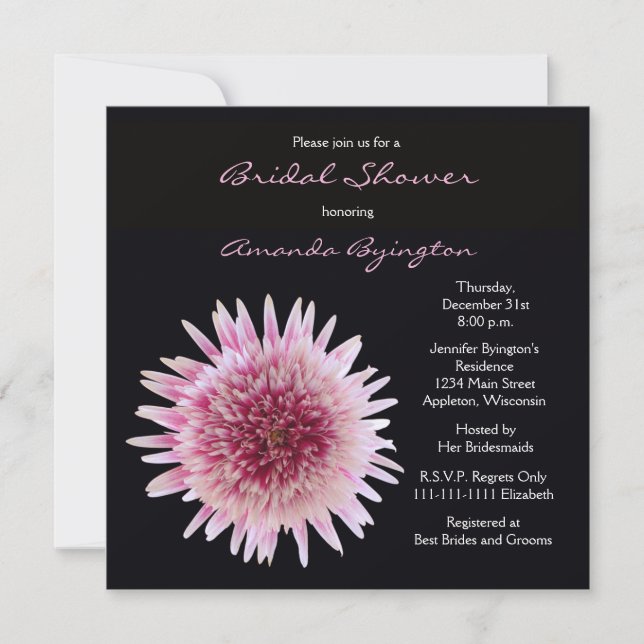Superbe invitation à la douche nuptiale - Gerbera (Devant)