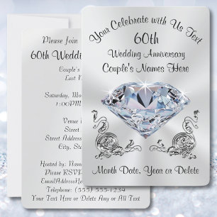 Superbe Invitations personnalisées 60e Diamond