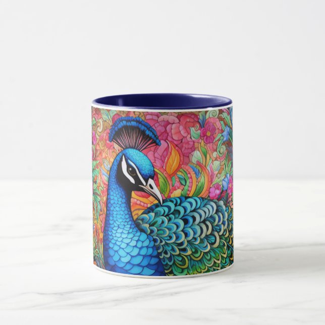 Superbe Monogramme Personnalisé Peacock Mug (Centre)