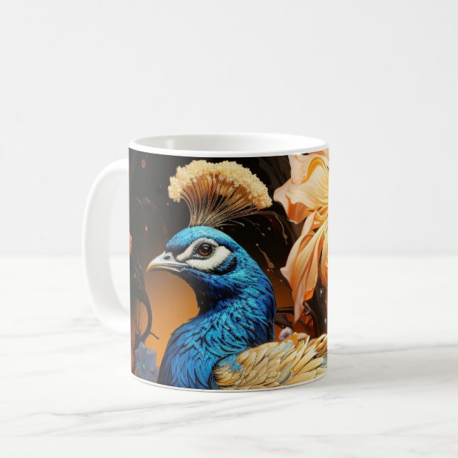 Superbe Monogramme Personnalisé Peacock Mug (Devant gauche)