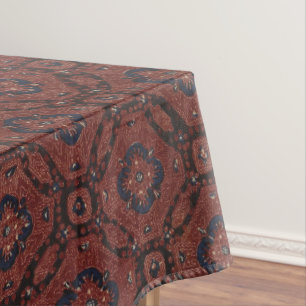 Superbe nappe de batik florale rouge et bleu
