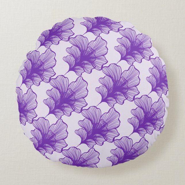 Superbe Pétales violets Coussin rond (Devant)